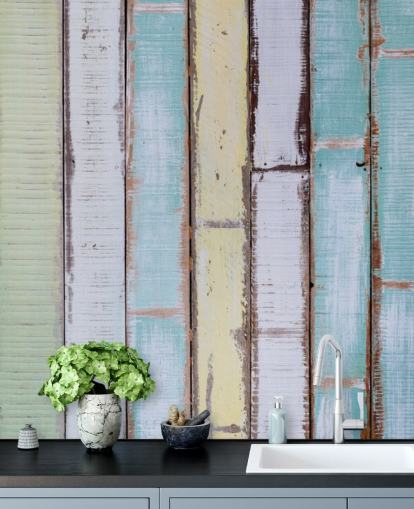 Shades of Blue and White Wood Panel Walls Mural Shades of Blue and White Wood Panel Walls Mural