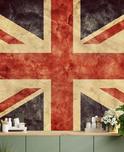 röd, vit och blå anpassad union jack tapetväggmålning som heter Vintage Union Jack för sovrum eller kontor röd, vit och blå anpassad union jack tapetväggmålning som heter Vintage Union Jack för sovrum eller kontor