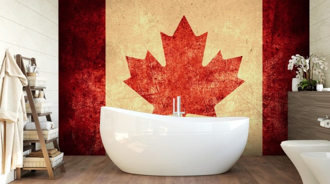 Oude Canadese vlag behang