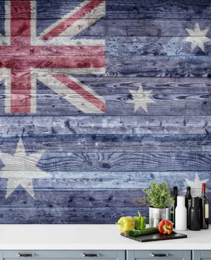 blue, white and red australian flag on wood panels wallpaper blue, white and red australian flag on wood panels wallpaper