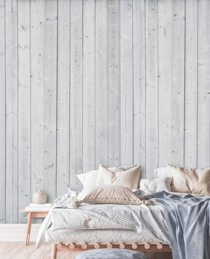 White Wooden Panels Wall Mural White Wooden Panels Wall Mural