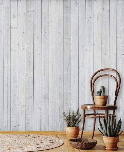 Hvid træpaneler vægmaleri Hvid træpaneler vægmaleri