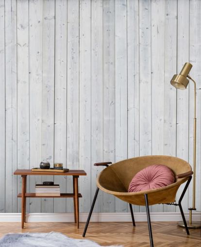 White Wooden Panels Wall Mural White Wooden Panels Wall Mural