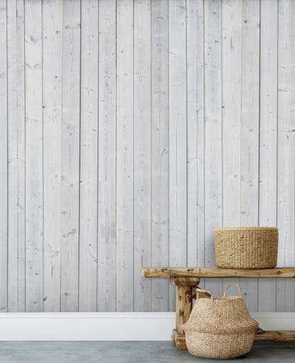 Decorazione murale con pannelli in legno bianco Decorazione murale con pannelli in legno bianco