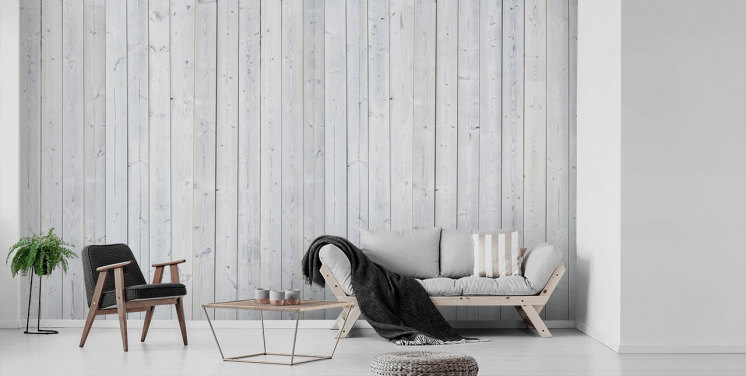 White Wood Wall White Panel Wallpaper