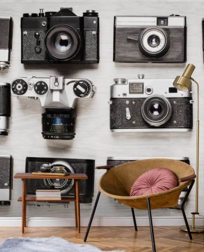 Mustavalkoinen kollaasi Vintage Kamerat Taustakuva Mustavalkoinen kollaasi Vintage Kamerat Taustakuva