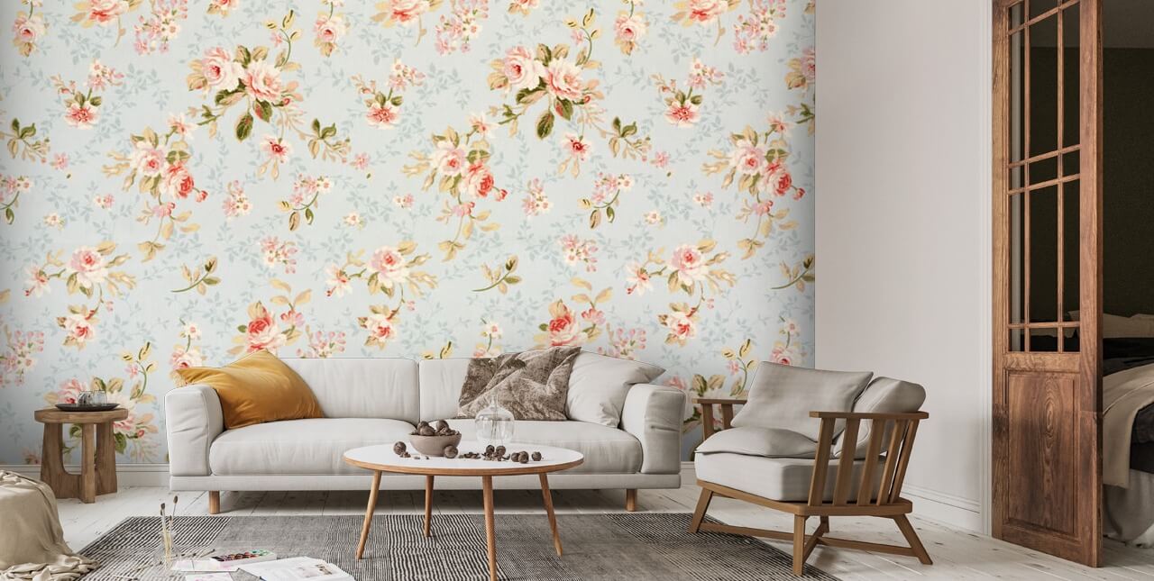 Rose Floral Tapestry Wallpaper | Wallsauce UK