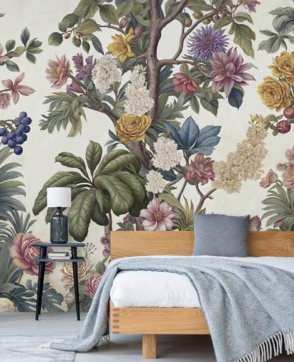 colorful garden wall mural called Bountiful Garden by Marina Stupakova for lounges and bedrooms colorful garden wall mural called Bountiful Garden by Marina Stupakova for lounges and bedrooms