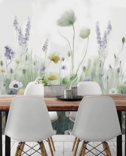 fresque murale colorée de fleurs sauvages appelée Ease II de Marina Stupakova pour les chambres et les salons fresque murale colorée de fleurs sauvages appelée Ease II de Marina Stupakova pour les chambres et les salons