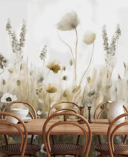 yellow and grey wildflower wallpaper mural called Ease III by Marina Stupakova for bedrooms, kitchens and bathrooms yellow and grey wildflower wallpaper mural called Ease III by Marina Stupakova for bedrooms, kitchens and bathrooms