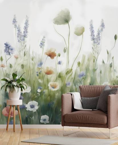 colorful wildflower wall mural called Ease by Marina Stupakova for bedrooms, living rooms and hallways colorful wildflower wall mural called Ease by Marina Stupakova for bedrooms, living rooms and hallways