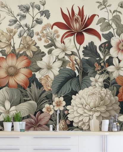 colourful floral pattern wallpaper called We Are Happy Now by Marina Stupakova for bedrooms and living rooms colourful floral pattern wallpaper called We Are Happy Now by Marina Stupakova for bedrooms and living rooms