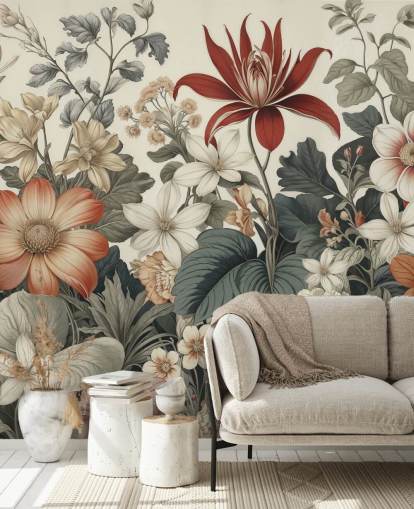 colourful floral pattern wallpaper called We Are Happy Now by Marina Stupakova for bedrooms and living rooms colourful floral pattern wallpaper called We Are Happy Now by Marina Stupakova for bedrooms and living rooms