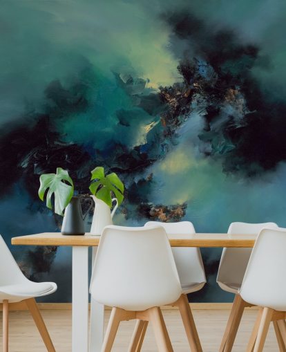 papier peint mural abstrait personnalisable bleu sarcelle et noir appelé Bright and Bold par Alison Johnson papier peint mural abstrait personnalisable bleu sarcelle et noir appelé Bright and Bold par Alison Johnson