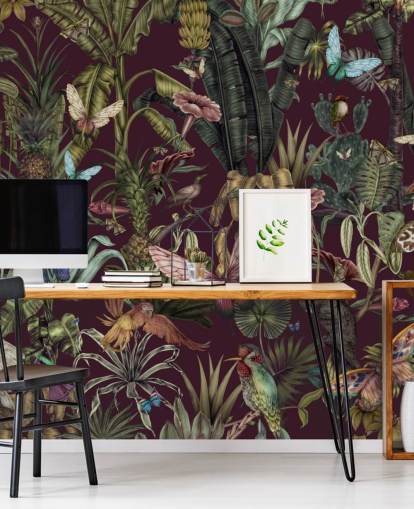 colourful jungle animal wallpaper mural called Butterfly Paradise by Karina Eibatova for bedrooms and hallways colourful jungle animal wallpaper mural called Butterfly Paradise by Karina Eibatova for bedrooms and hallways