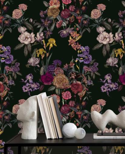 dunkelgrünes personalisierbares Blumenwandbild namens Dark Green Flower Garden von Karina Eibatova dunkelgrünes personalisierbares Blumenwandbild namens Dark Green Flower Garden von Karina Eibatova