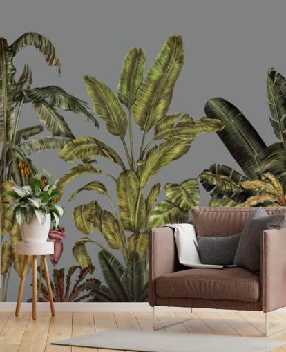 grünes individuelles Dschungel-Wandbild namens Jungle Canopy Green von Karina Eibatova für Schlafzimmer und Wohnzimmer grünes individuelles Dschungel-Wandbild namens Jungle Canopy Green von Karina Eibatova für Schlafzimmer und Wohnzimmer