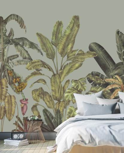 grøn tilpasselig jungle vægmaleri kaldet Jungle Canopy Mint af Karina Eibatova grøn tilpasselig jungle vægmaleri kaldet Jungle Canopy Mint af Karina Eibatova