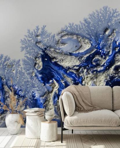 dark blue and gold custom wall mural called Azure Escape by Petra Meikle de Vlas for bedrooms and bathrooms dark blue and gold custom wall mural called Azure Escape by Petra Meikle de Vlas for bedrooms and bathrooms