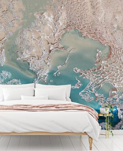 rose gold and blue custom abstract wall mural called Coastal Harmony by Petra Meikle de Vlas rose gold and blue custom abstract wall mural called Coastal Harmony by Petra Meikle de Vlas