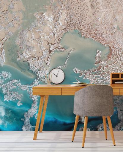rose gold and blue custom abstract wall mural called Coastal Harmony by Petra Meikle de Vlas rose gold and blue custom abstract wall mural called Coastal Harmony by Petra Meikle de Vlas