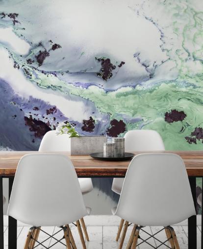 green and purple customisable abstract wall mural called Delta by Petra Meikle de Vlas green and purple customisable abstract wall mural called Delta by Petra Meikle de Vlas