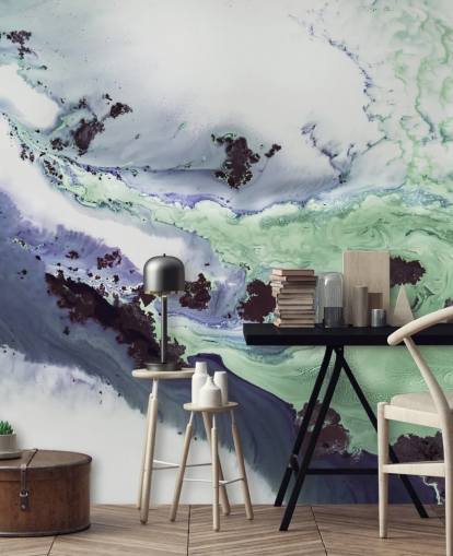 green and purple customisable abstract wall mural called Delta by Petra Meikle de Vlas green and purple customisable abstract wall mural called Delta by Petra Meikle de Vlas