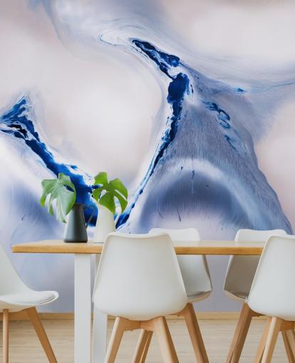 personalisierbares abstraktes Wandbild in Blau und Weiß namens Gentle Flow von Petra Meikle de Vlas personalisierbares abstraktes Wandbild in Blau und Weiß namens Gentle Flow von Petra Meikle de Vlas