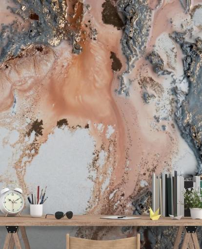 pink, grey and gold custom abstract wall mural called Unearthing by Petra Meikle de Vlas for bedrooms and living rooms pink, grey and gold custom abstract wall mural called Unearthing by Petra Meikle de Vlas for bedrooms and living rooms