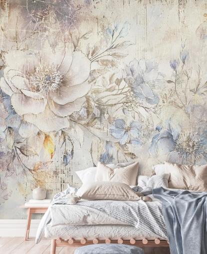 lyst tilpasset blomsterveggmaleri kalt Distressed Bright Florals av Rafal Kulik lyst tilpasset blomsterveggmaleri kalt Distressed Bright Florals av Rafal Kulik