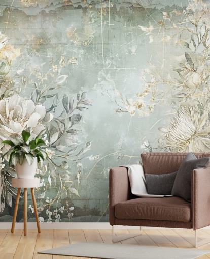 vintage style custom floral wall mural called Distressed Garden Flowers by Rafal Kulik for bedrooms and living rooms vintage style custom floral wall mural called Distressed Garden Flowers by Rafal Kulik for bedrooms and living rooms