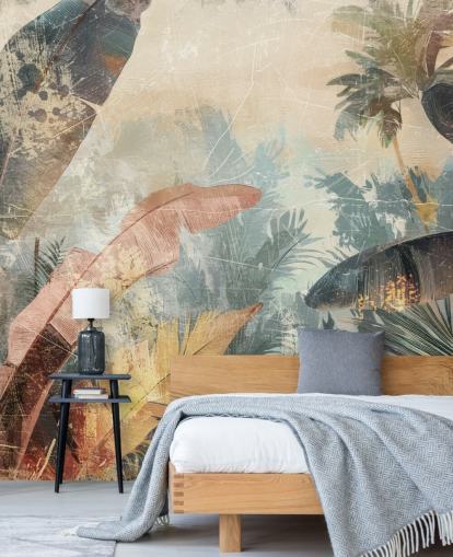 brugerdefineret bladtapet vægmaleri kaldet Distressed Jungle Leaves VI af Rafal Kulik brugerdefineret bladtapet vægmaleri kaldet Distressed Jungle Leaves VI af Rafal Kulik