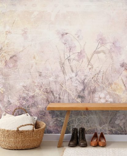 mural de parede floral personalizável roxo chamado Distressed Lilac Florals de Rafal Kulik mural de parede floral personalizável roxo chamado Distressed Lilac Florals de Rafal Kulik