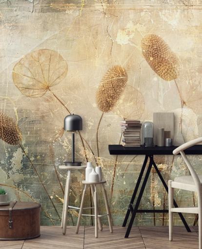 sepia custom vintage wallpaper mural called Distressed Reeds by Rafal Kulik sepia custom vintage wallpaper mural called Distressed Reeds by Rafal Kulik