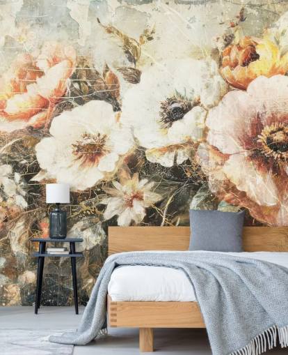 personalisierbares Vintage-Tapeten-Wandbild namens Distressed Vintage Florals II von Rafal Kulik personalisierbares Vintage-Tapeten-Wandbild namens Distressed Vintage Florals II von Rafal Kulik