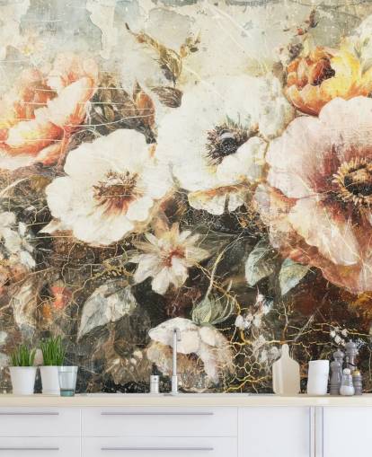anpassningsbar vintage tapetväggmålning som heter Distressed Vintage Florals II av Rafal Kulik anpassningsbar vintage tapetväggmålning som heter Distressed Vintage Florals II av Rafal Kulik