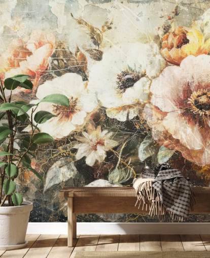 customisable vintage wallpaper mural called Distressed Vintage Florals II by Rafal Kulik customisable vintage wallpaper mural called Distressed Vintage Florals II by Rafal Kulik