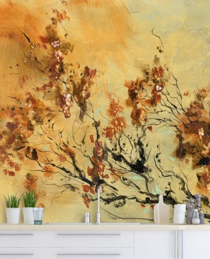 fresque murale personnalisée orange et rouge appelée Cluster of Petals par Anne Farrall Doyle pour les salons et les salles à manger fresque murale personnalisée orange et rouge appelée Cluster of Petals par Anne Farrall Doyle pour les salons et les salles à manger