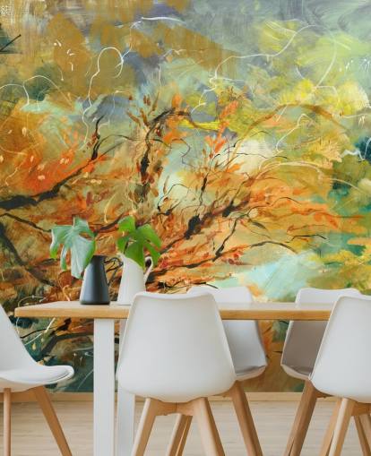 mural abstracto personalizable naranja y gris llamado Shimmering Rays de Anne Farrall Doyle mural abstracto personalizable naranja y gris llamado Shimmering Rays de Anne Farrall Doyle