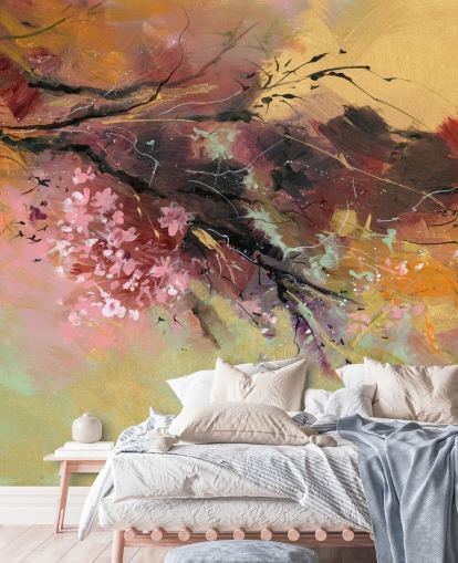 aanpasbare abstracte muurschildering met bomen genaamd Spring Spray van Anne Farrall Doyle aanpasbare abstracte muurschildering met bomen genaamd Spring Spray van Anne Farrall Doyle