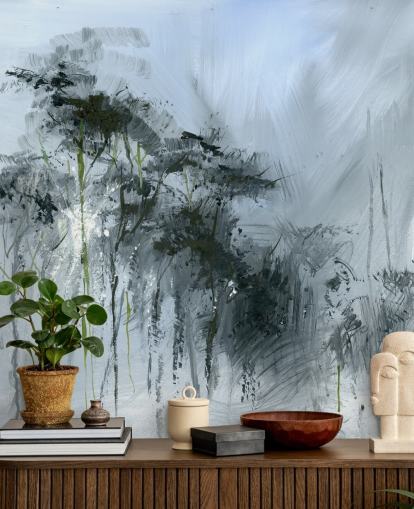 fresque murale abstraite grise personnalisable appelée Winter Woodland par Anne Farrall Doyle pour les cuisines, les salons et les chambres fresque murale abstraite grise personnalisable appelée Winter Woodland par Anne Farrall Doyle pour les cuisines, les salons et les chambres