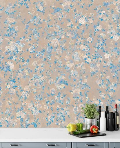 beige customisable vintage floral wall mural called Aureline III by Loris Drago for dining rooms and hallways beige customisable vintage floral wall mural called Aureline III by Loris Drago for dining rooms and hallways