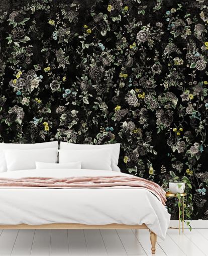 mural floral vintage personalizado escuro chamado Aureline IV de Loris Drago para quartos e corredores mural floral vintage personalizado escuro chamado Aureline IV de Loris Drago para quartos e corredores