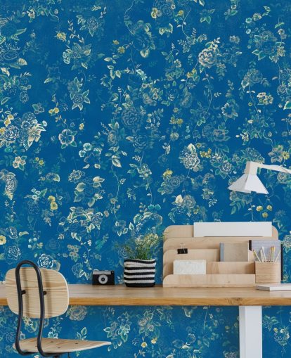 mural floral vintage personalizado azul chamado Aureline V de Loris Drago para quartos mural floral vintage personalizado azul chamado Aureline V de Loris Drago para quartos