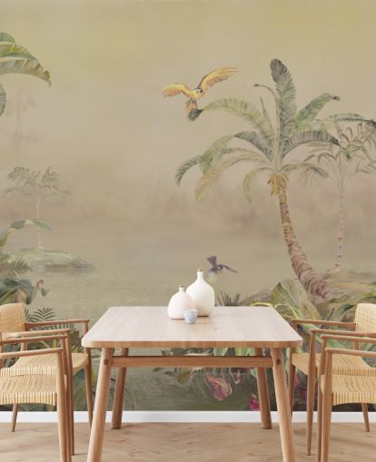 yellow and green customisable jungle wall mural called Eden's Canopy II by Loris Drago yellow and green customisable jungle wall mural called Eden's Canopy II by Loris Drago