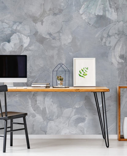 blue and grey floral wall mural called Evanea II by Loris Drago for bedrooms and living rooms blue and grey floral wall mural called Evanea II by Loris Drago for bedrooms and living rooms