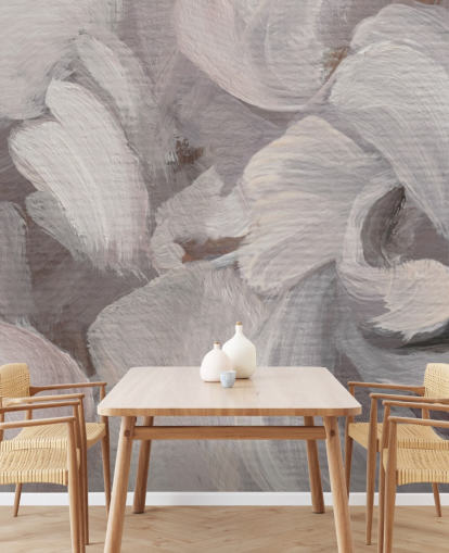 white and purple abstract mural called Fluence III by Loris Drago for bedrooms and living rooms white and purple abstract mural called Fluence III by Loris Drago for bedrooms and living rooms