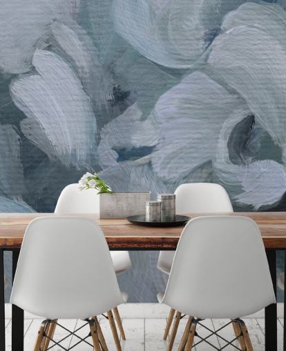 blaues, personalisierbares abstraktes Blumengemälde namens Fluence IV von Loris Drago für Schlafzimmer, Badezimmer und Küchen blaues, personalisierbares abstraktes Blumengemälde namens Fluence IV von Loris Drago für Schlafzimmer, Badezimmer und Küchen