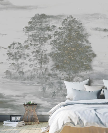 grått tilpassbart landskapsmaleri kalt Velaria III av Loris Drago for soverom, stuer og ganger grått tilpassbart landskapsmaleri kalt Velaria III av Loris Drago for soverom, stuer og ganger