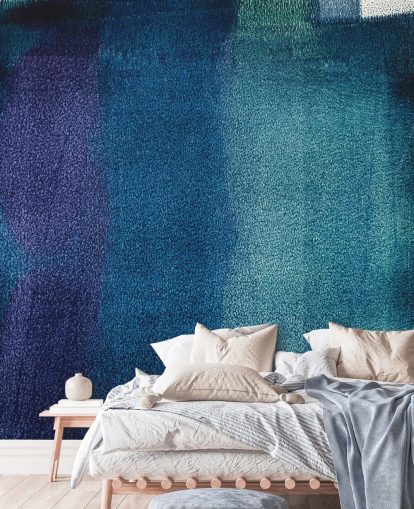 blauwe en paarse aanpasbare abstracte muurschildering genaamd Painted Textures II van Tim Mossholder blauwe en paarse aanpasbare abstracte muurschildering genaamd Painted Textures II van Tim Mossholder